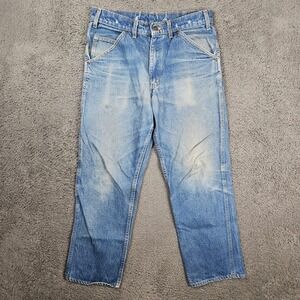 Round House Mens Carpenter Pants 34x30 Blue Denim Workwear Made in USA Vintage